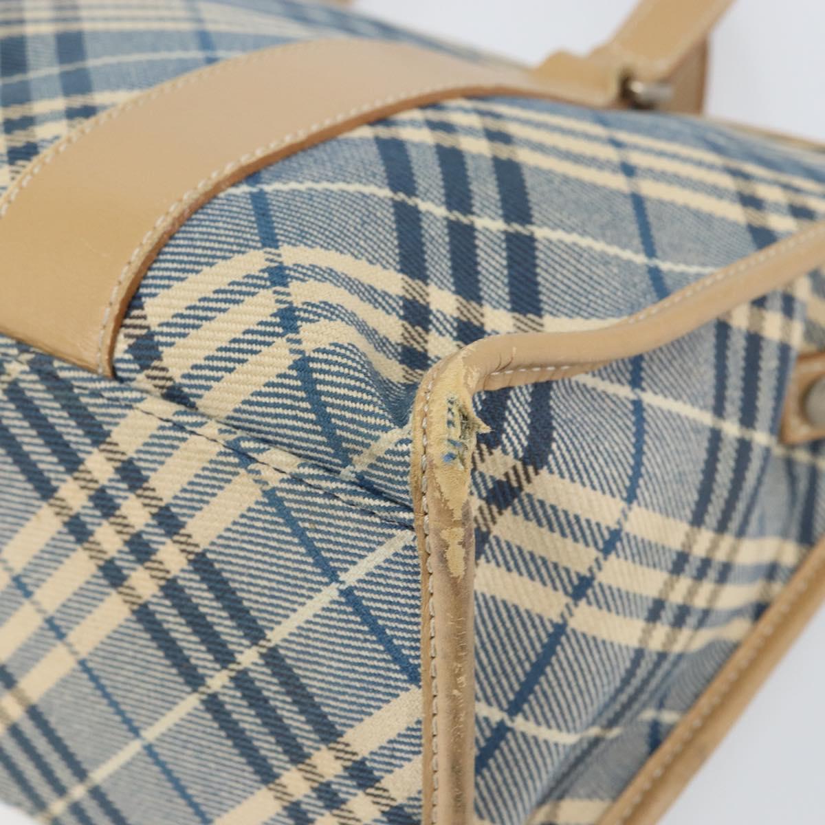 BURBERRY Nova Check Blue Label Hand Bag Canvas Blue Silver Auth 161356