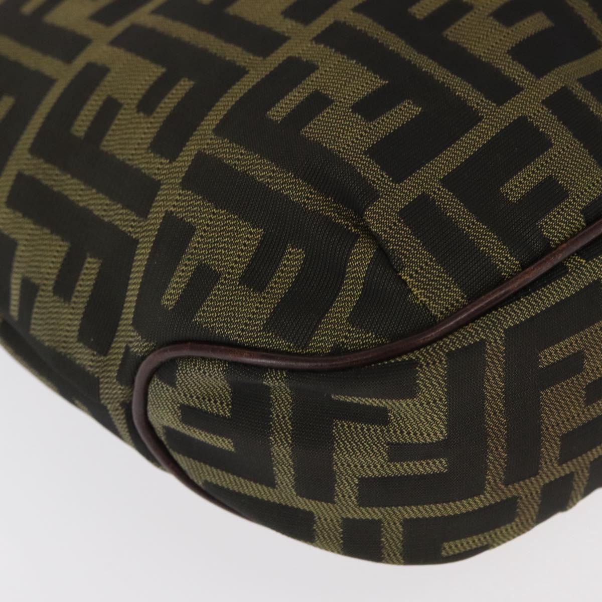 FENDI Zucca Canvas Hand Bag Brown Black Auth 161357