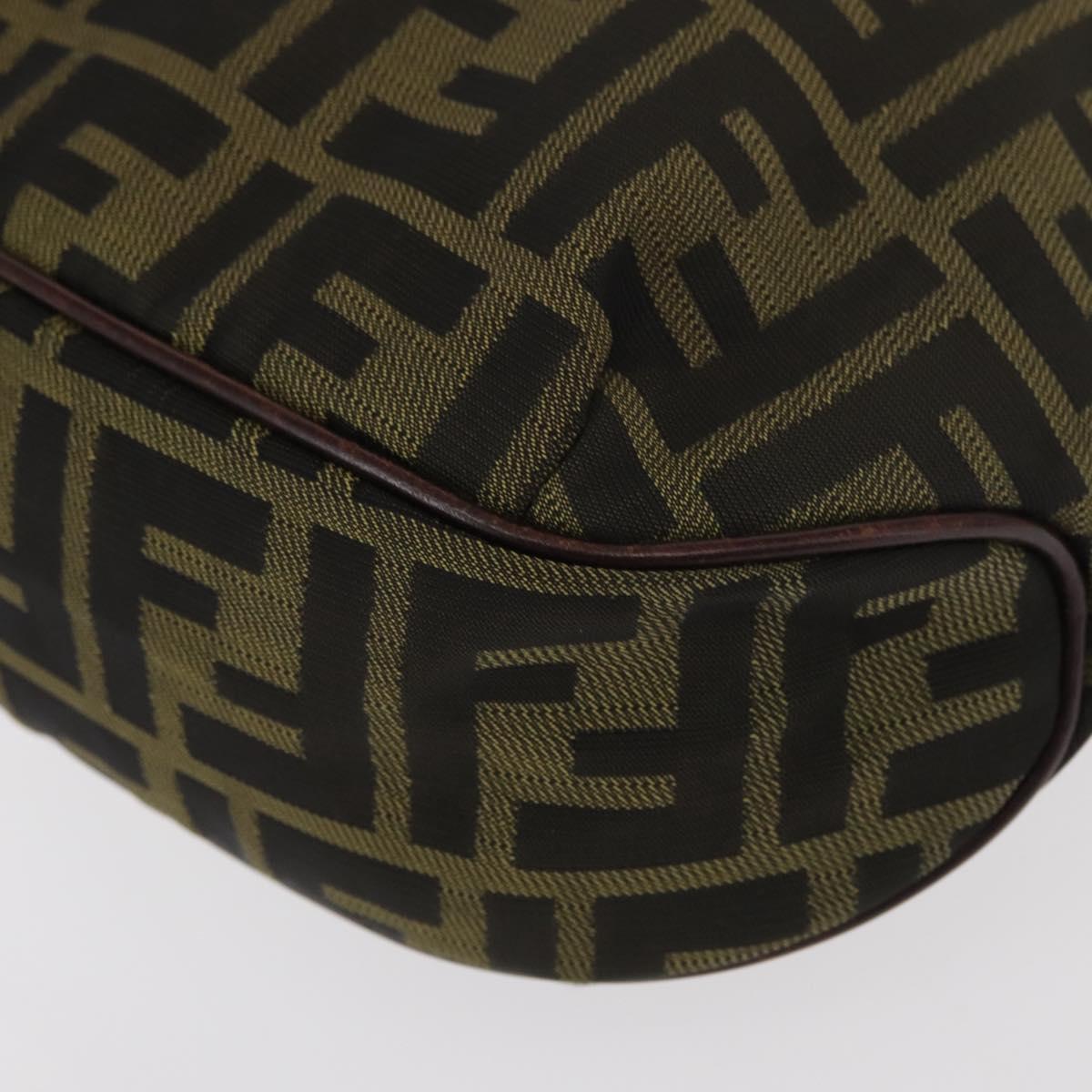 FENDI Zucca Canvas Hand Bag Brown Black Auth 161357