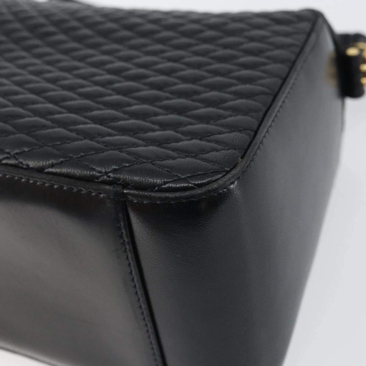 BALLY Hand Bag Leather Black Gold Auth 161359