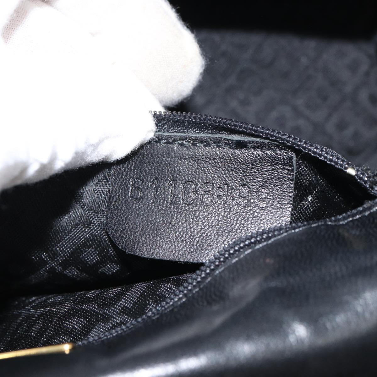 BALLY Hand Bag Leather Black Gold Auth 161359