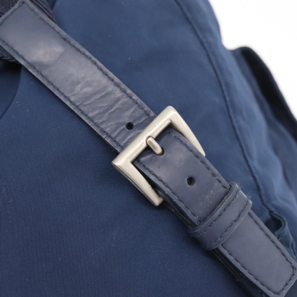 PRADA Backpack Nylon Navy Silver Auth 161363