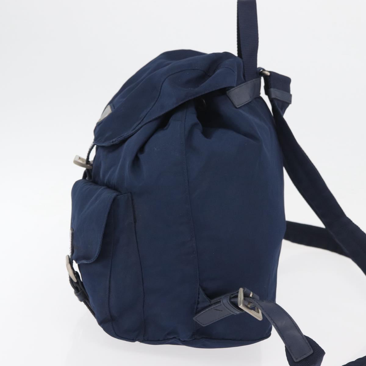 PRADA Backpack Nylon Navy Silver Auth 161363