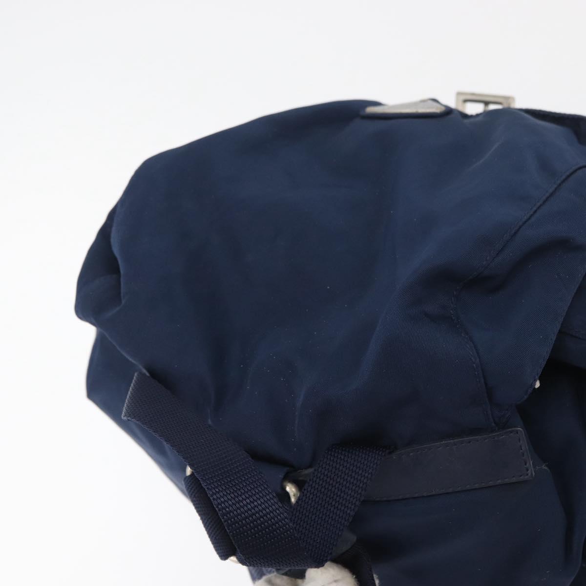 PRADA Backpack Nylon Navy Silver Auth 161363