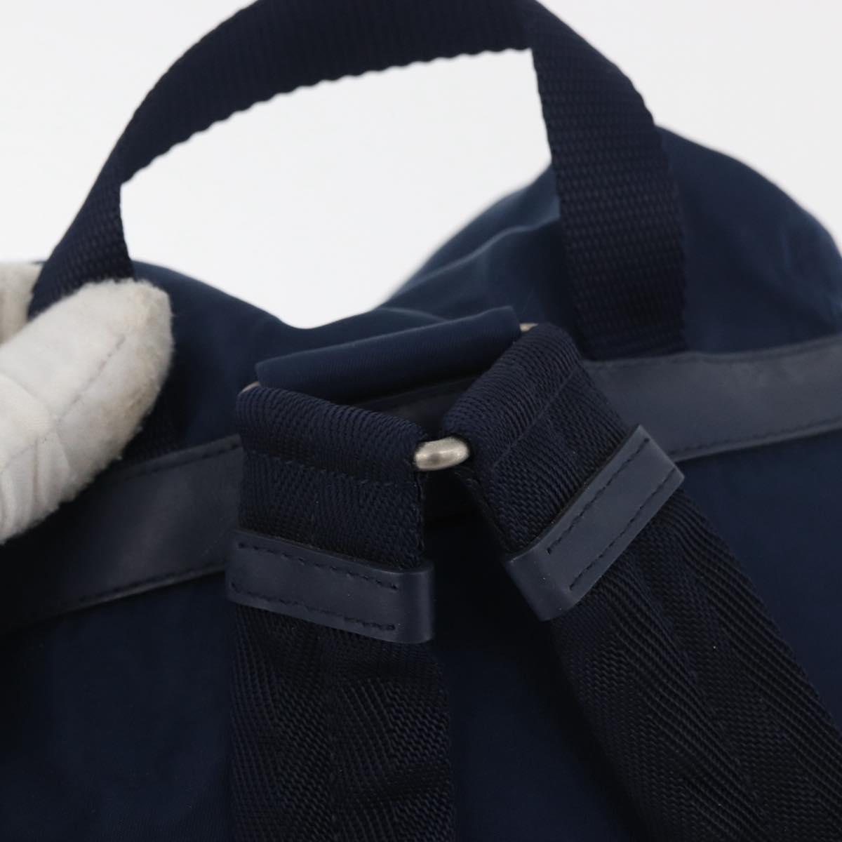 PRADA Backpack Nylon Navy Silver Auth 161363