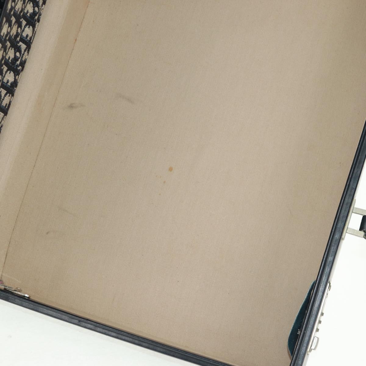 Christian Dior Attache Case Trotter Canvas Trunk Navy Silver Auth 161380V