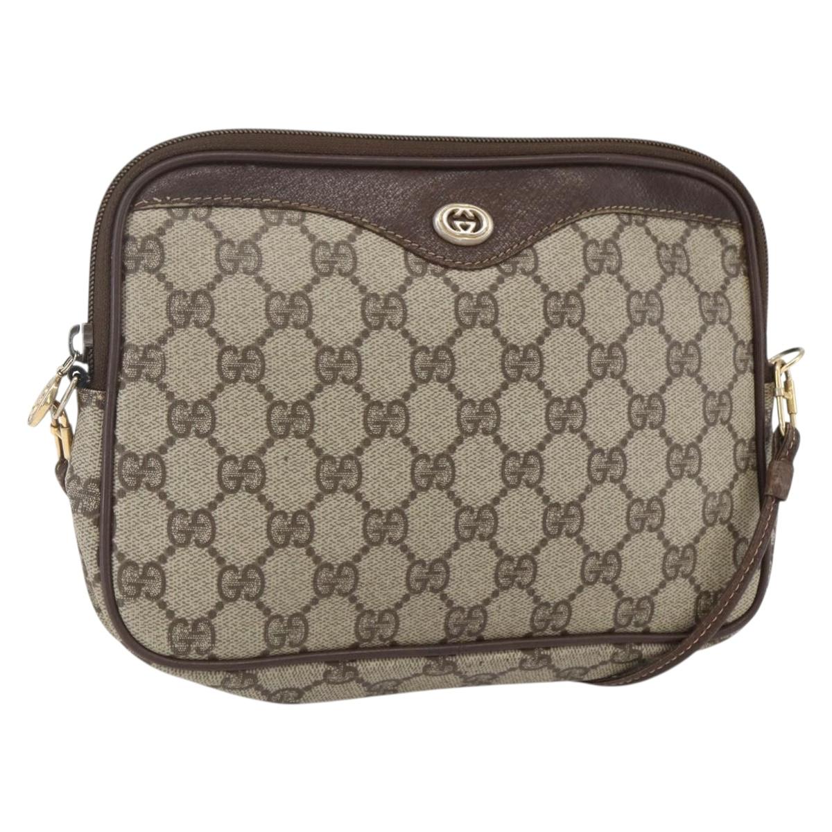 GUCCI GG Supreme Shoulder Bag PVC Beige Gold 97 02 068 Auth 161385