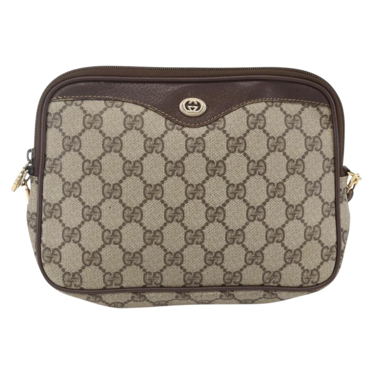 GUCCI GG Supreme Shoulder Bag PVC Beige Gold 97 02 068 Auth 161385