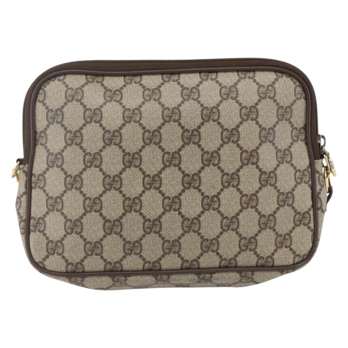 GUCCI GG Supreme Shoulder Bag PVC Beige Gold 97 02 068 Auth 161385