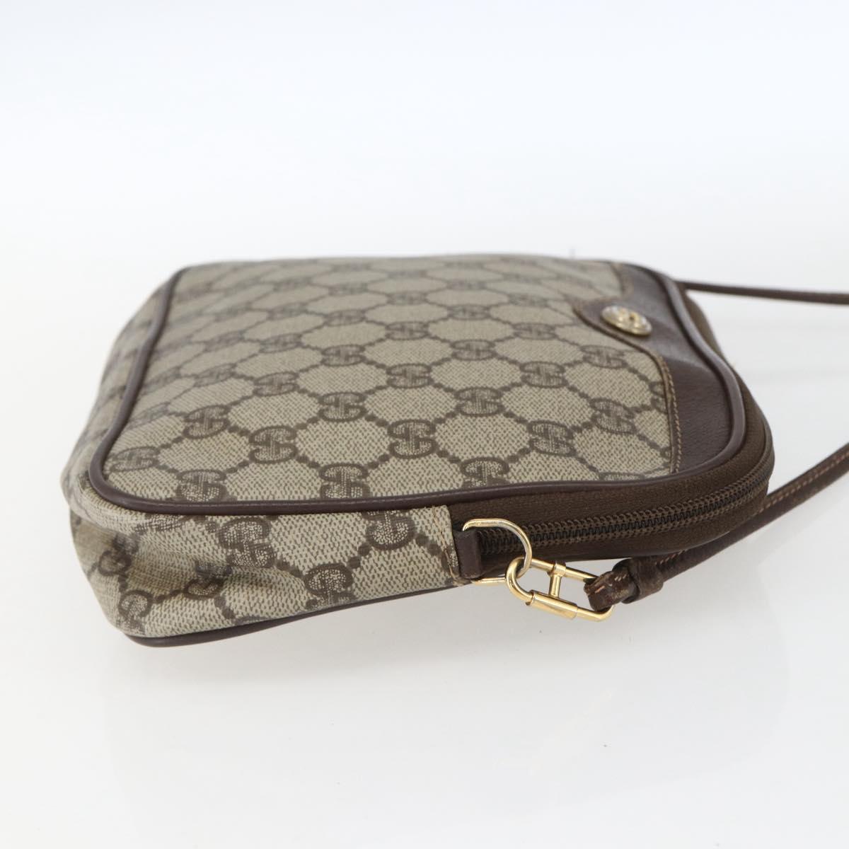 GUCCI GG Supreme Shoulder Bag PVC Beige Gold 97 02 068 Auth 161385