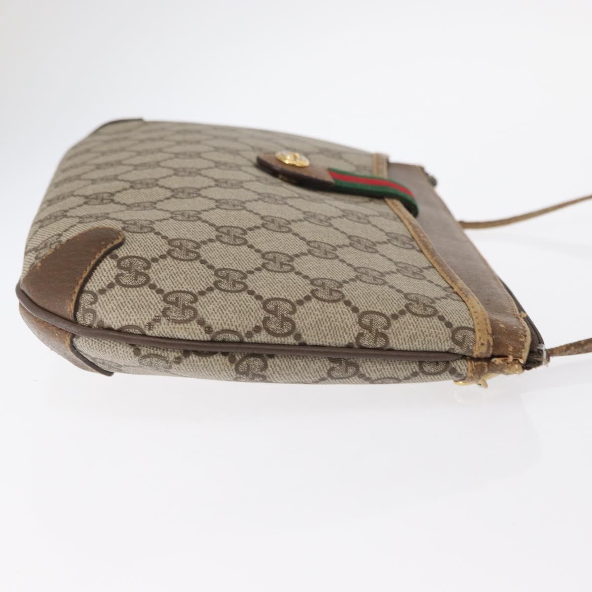 GUCCI GG Supreme Web Sherry Line Shoulder Bag PVC Beige 89 02 026 Auth 161386