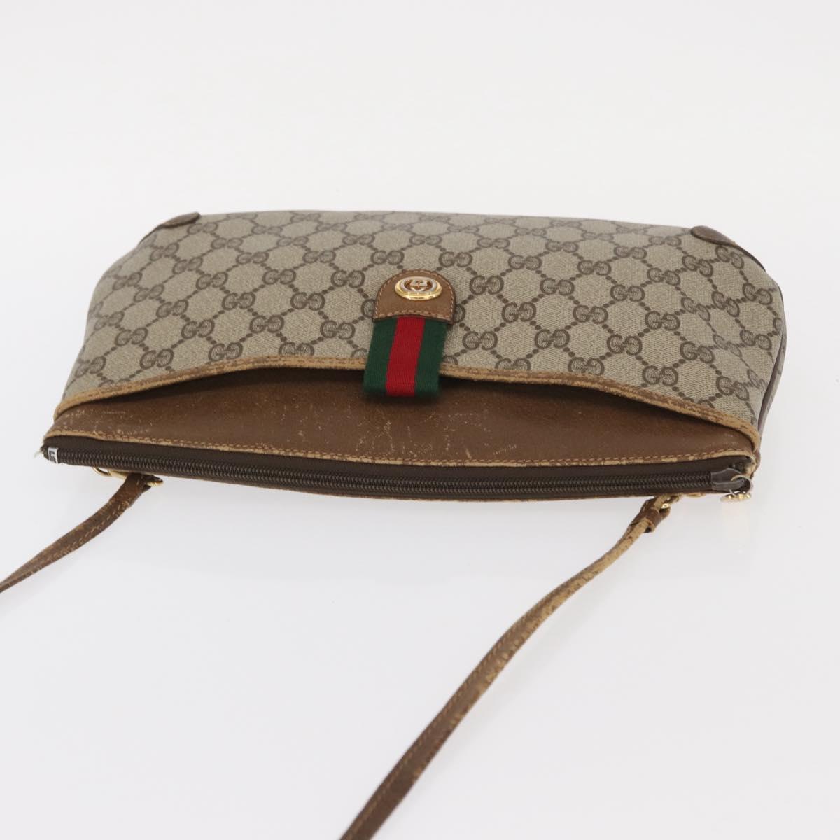 GUCCI GG Supreme Web Sherry Line Shoulder Bag PVC Beige 89 02 026 Auth 161386