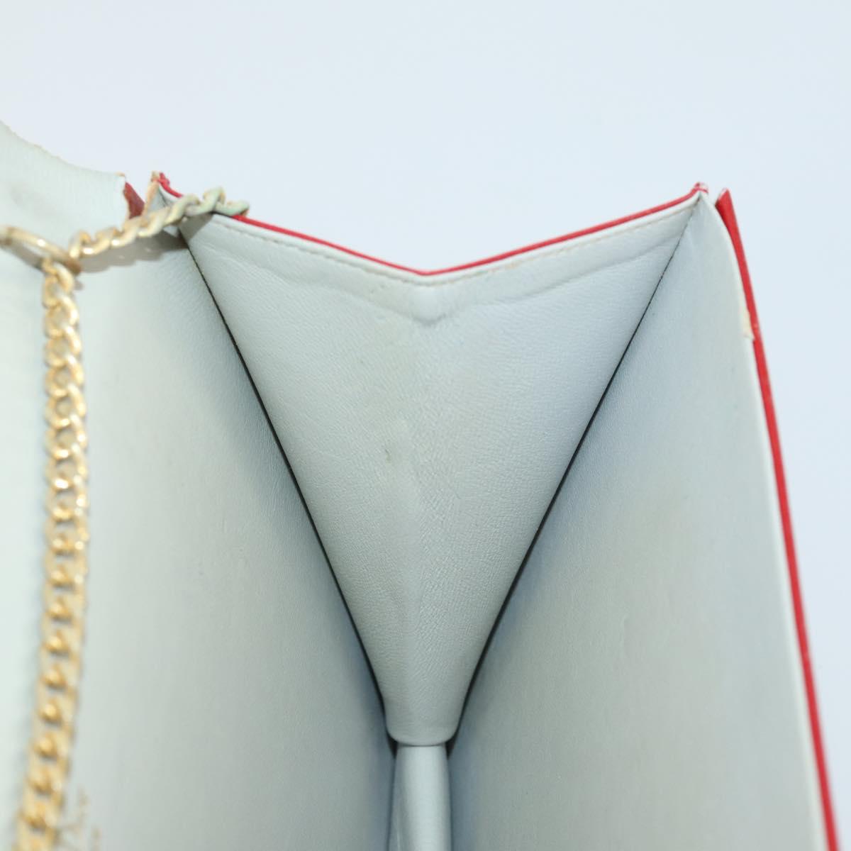 Christian Dior Chain Shoulder Bag Leather Red Gold Auth 161387