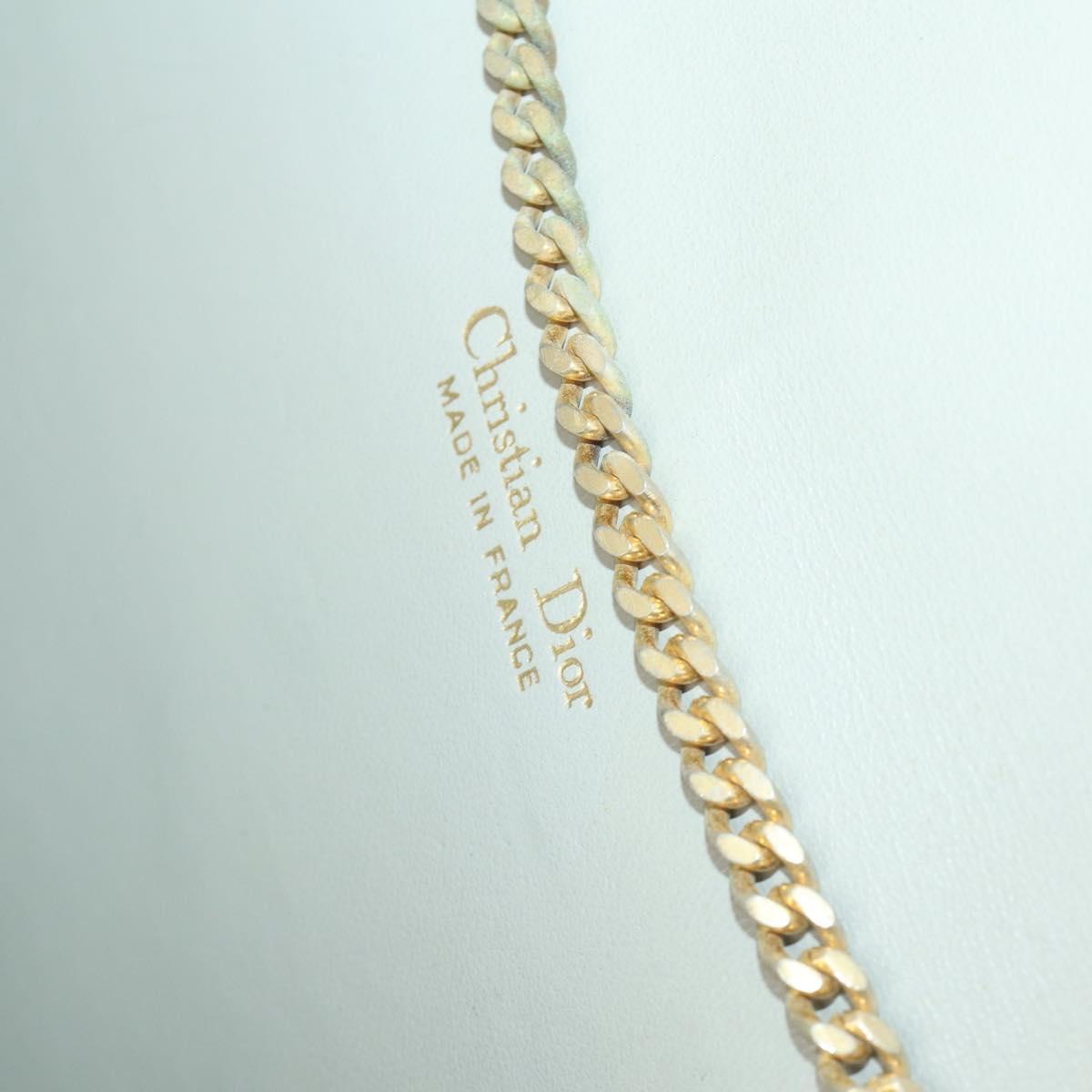 Christian Dior Chain Shoulder Bag Leather Red Gold Auth 161387