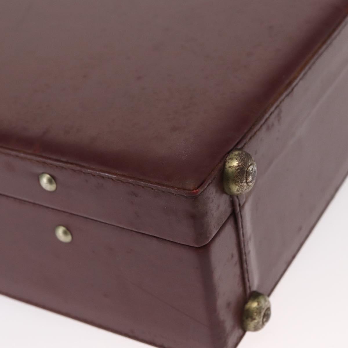 CARTIER Attache case Hand Bag Leather Bordeaux Gold Auth 161392