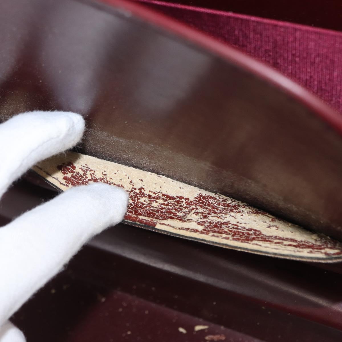 CARTIER Attache case Hand Bag Leather Bordeaux Gold Auth 161392