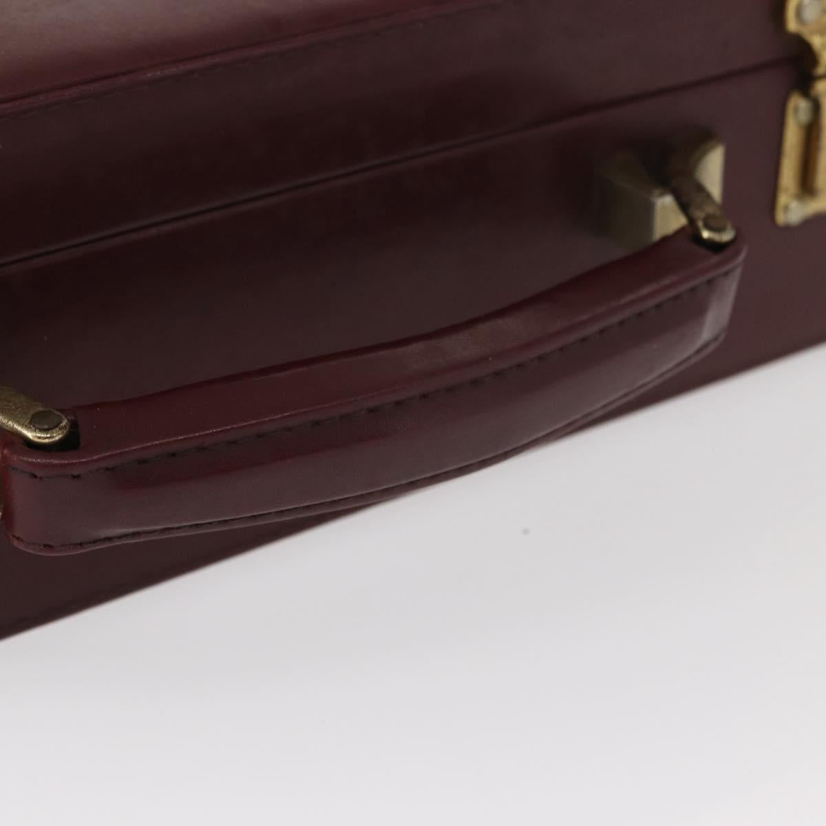 CARTIER Attache case Hand Bag Leather Bordeaux Gold Auth 161392
