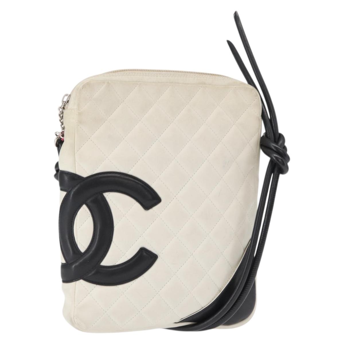 CHANEL Cambon Line Matelasse Shoulder Bag Leather Black Silver CC Auth 161402A