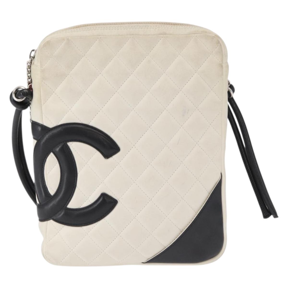 CHANEL Cambon Line Matelasse Shoulder Bag Leather Black Silver CC Auth 161402A