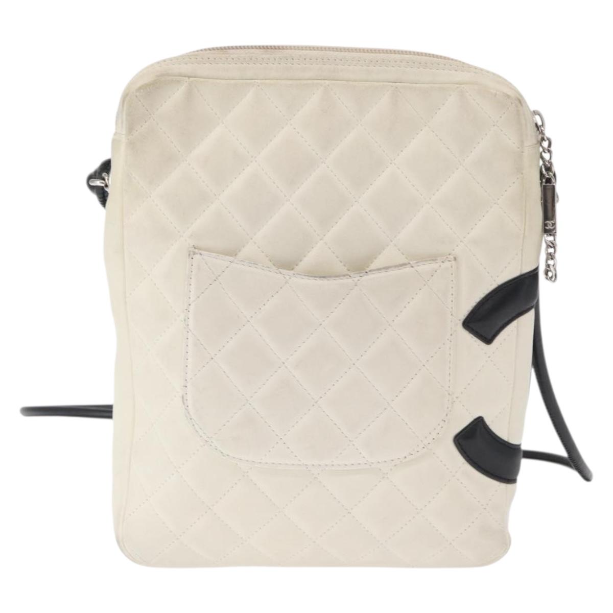 CHANEL Cambon Line Matelasse Shoulder Bag Leather Black Silver CC Auth 161402A