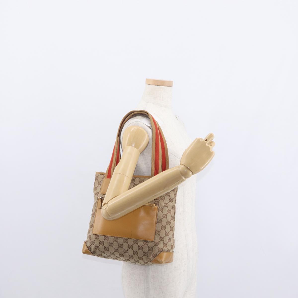 GUCCI GG Canvas Sherry Line Tote Bag Beige 019 0402 1705 Auth 161406
