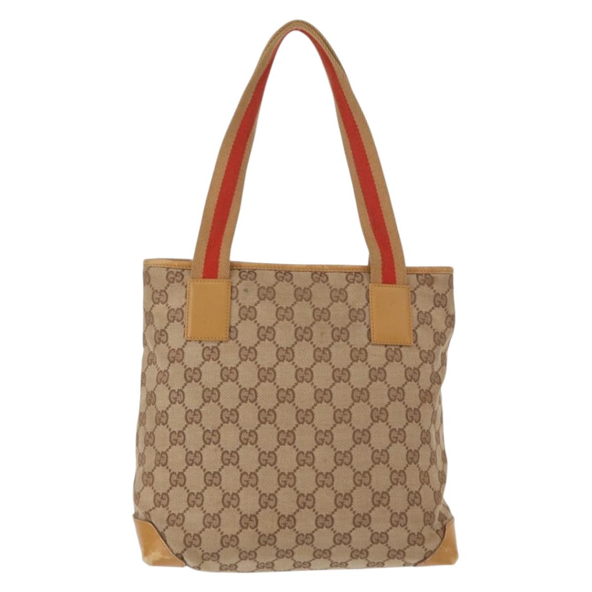 GUCCI GG Canvas Sherry Line Tote Bag Beige 019 0402 1705 Auth 161406