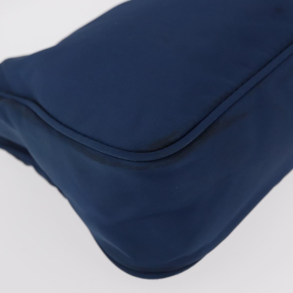 PRADA Hand Bag Nylon Blue Silver Auth 161409
