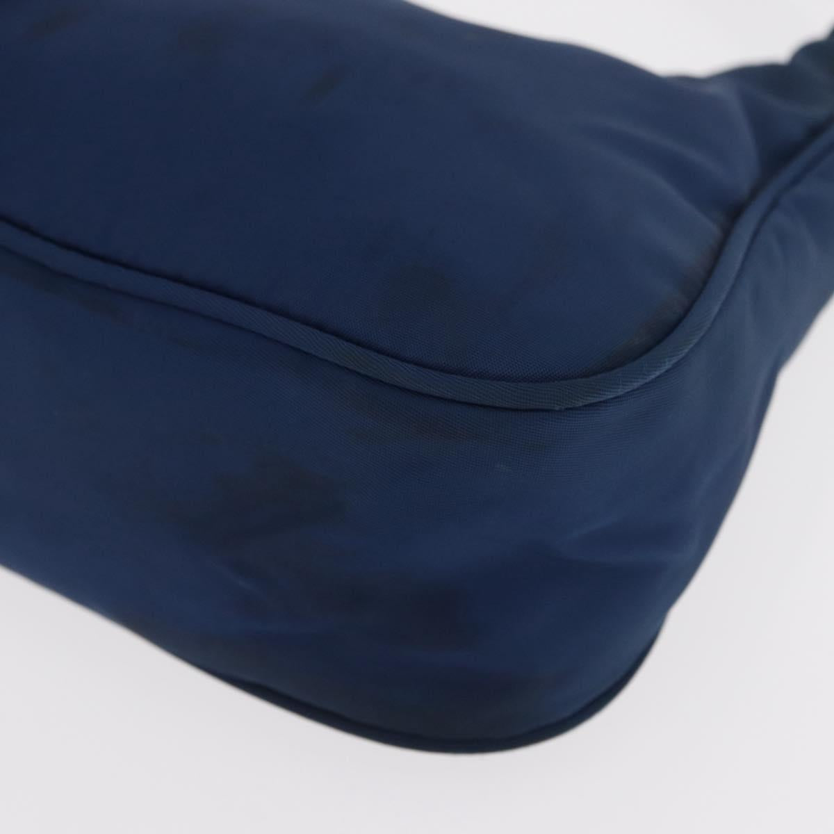 PRADA Hand Bag Nylon Blue Silver Auth 161409