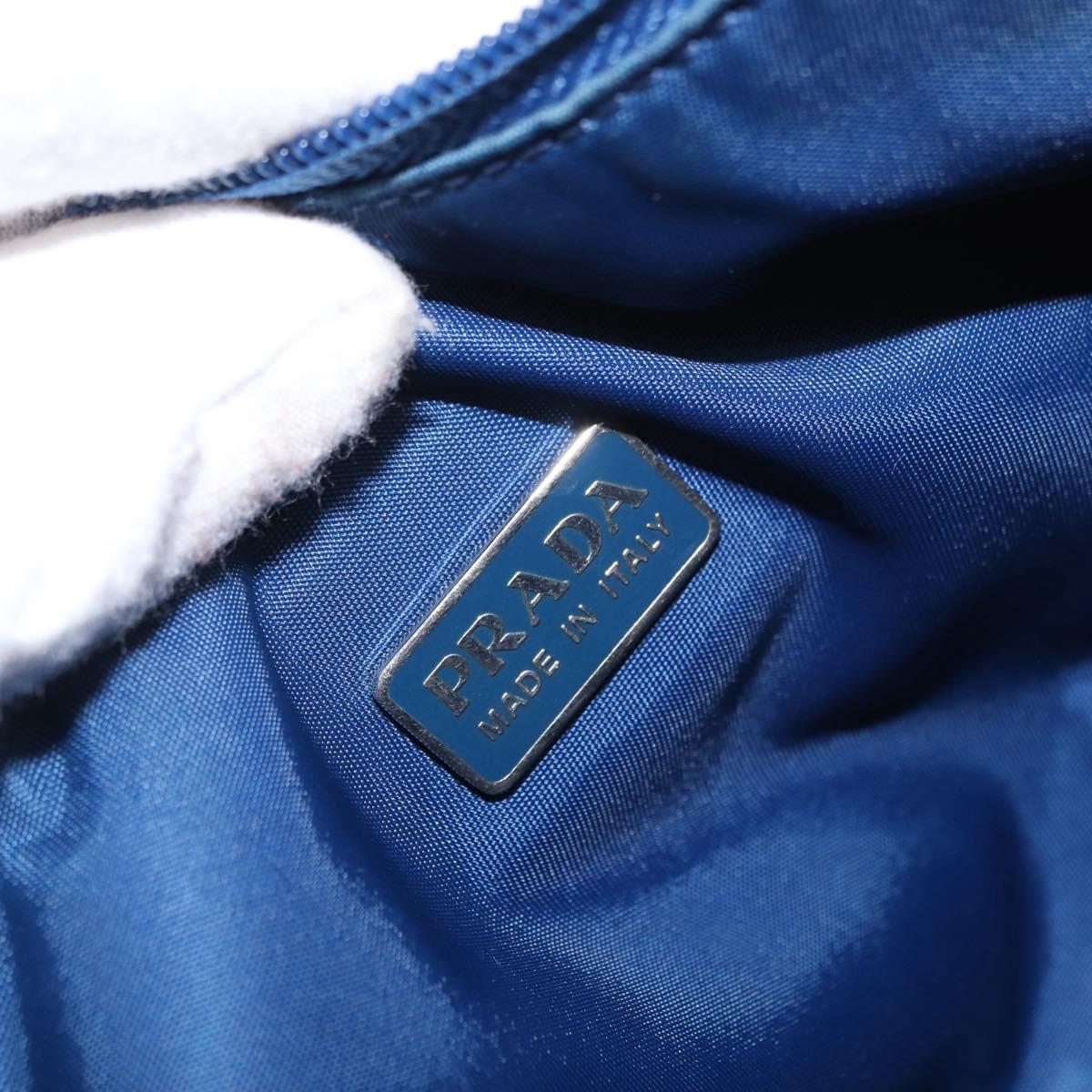 PRADA Hand Bag Nylon Blue Silver Auth 161409