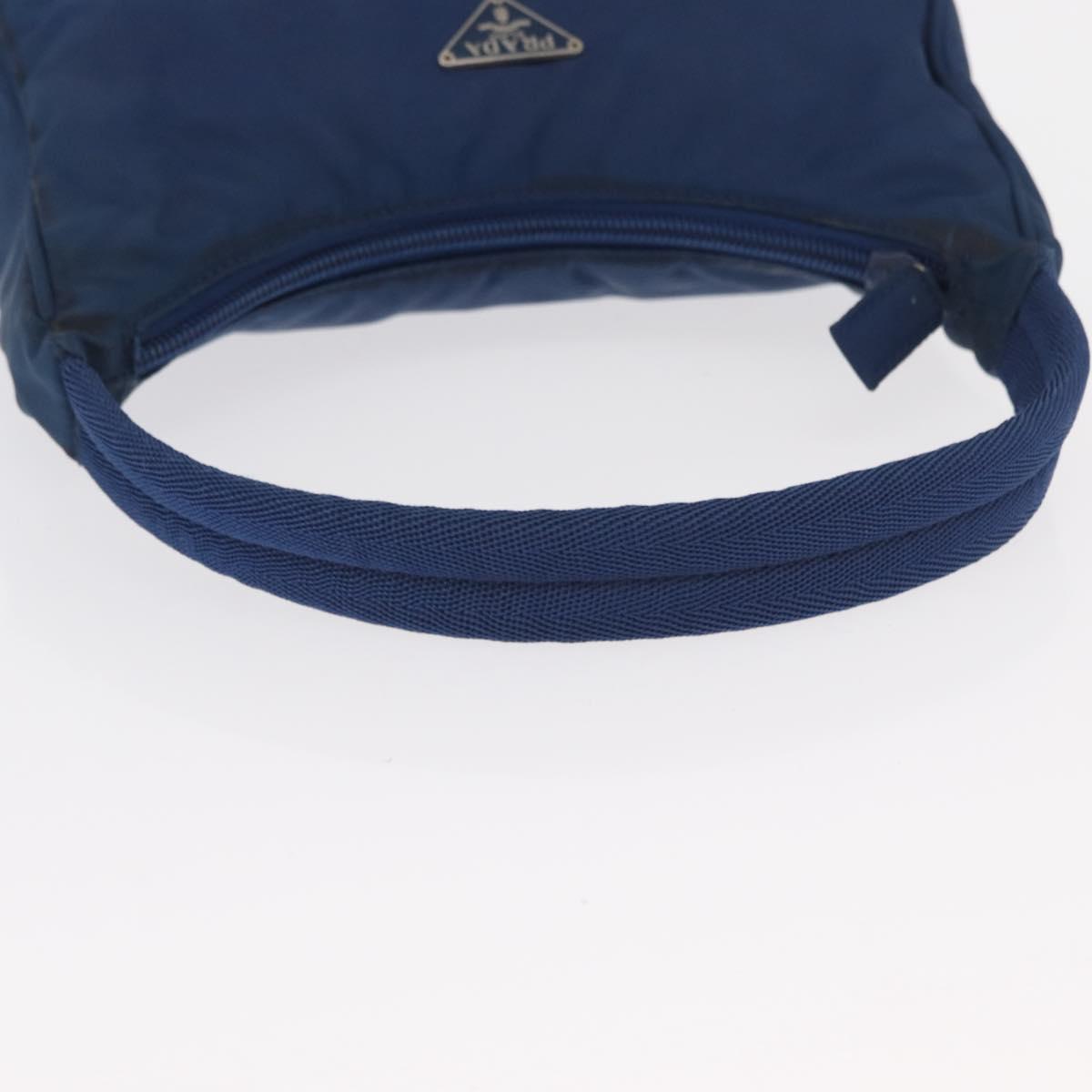 PRADA Hand Bag Nylon Blue Silver Auth 161409