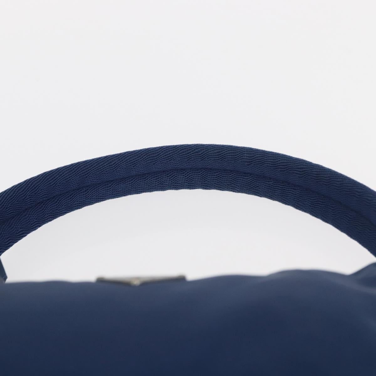 PRADA Hand Bag Nylon Blue Silver Auth 161409