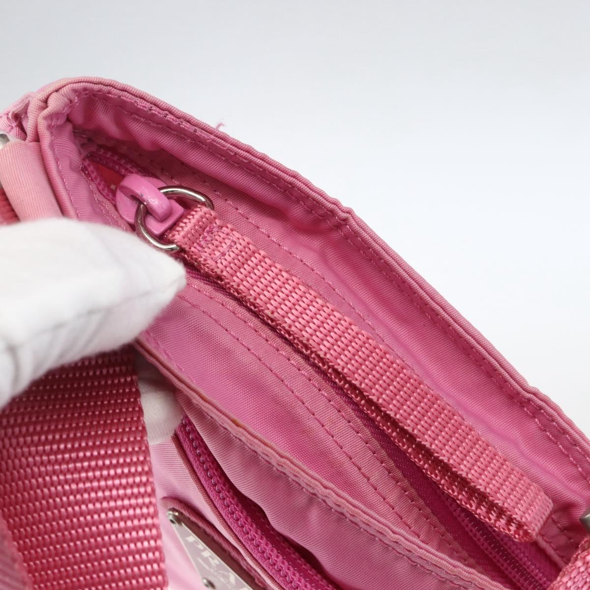 PRADA Shoulder Bag Nylon Pink Silver Auth 161410