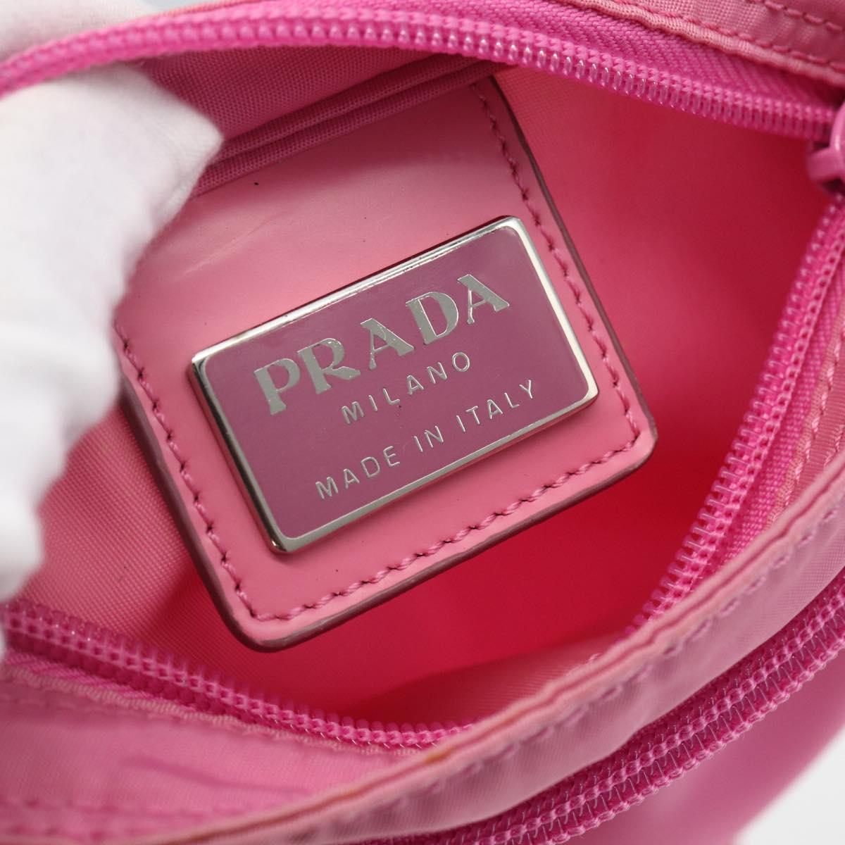 PRADA Shoulder Bag Nylon Pink Silver Auth 161410