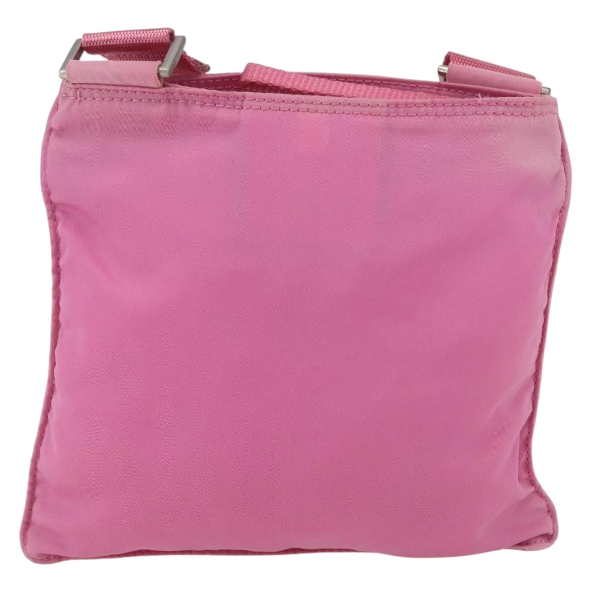 PRADA Shoulder Bag Nylon Pink Silver Auth 161410