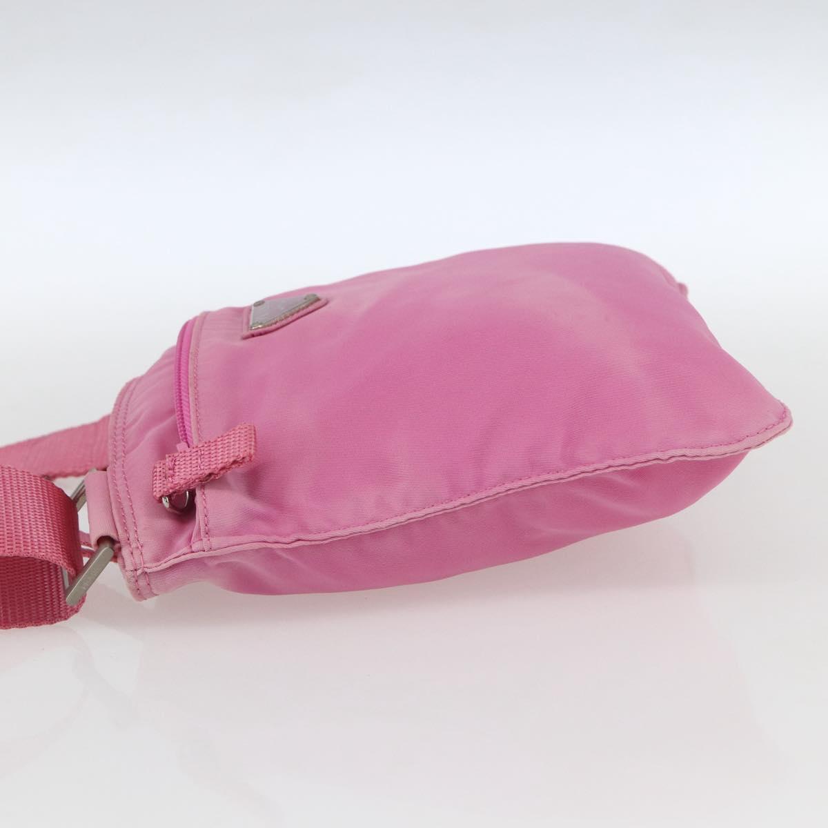 PRADA Shoulder Bag Nylon Pink Silver Auth 161410