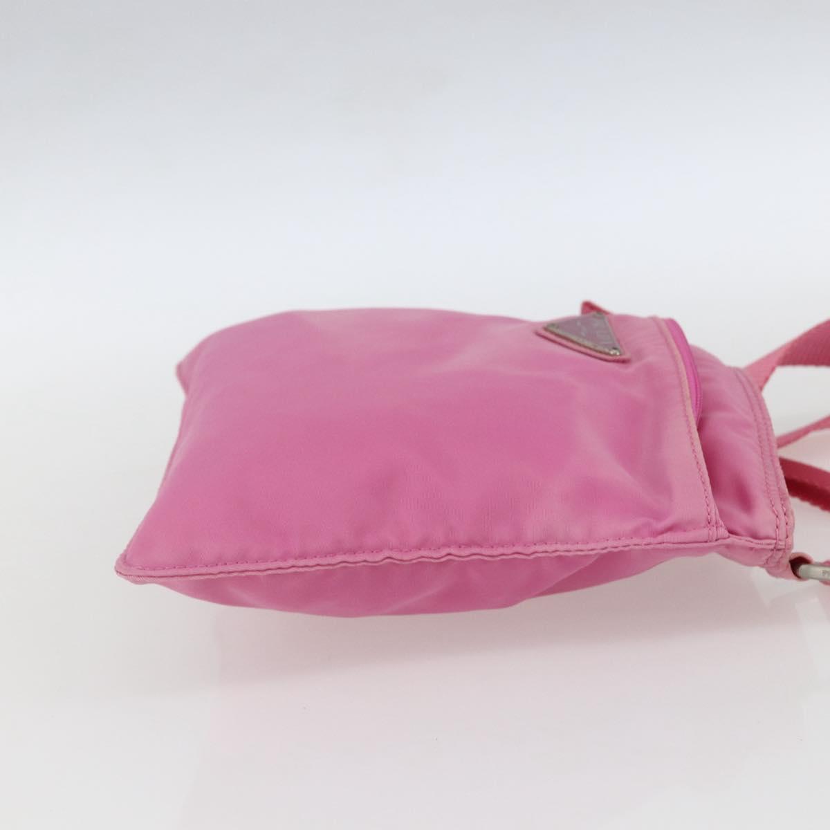 PRADA Shoulder Bag Nylon Pink Silver Auth 161410