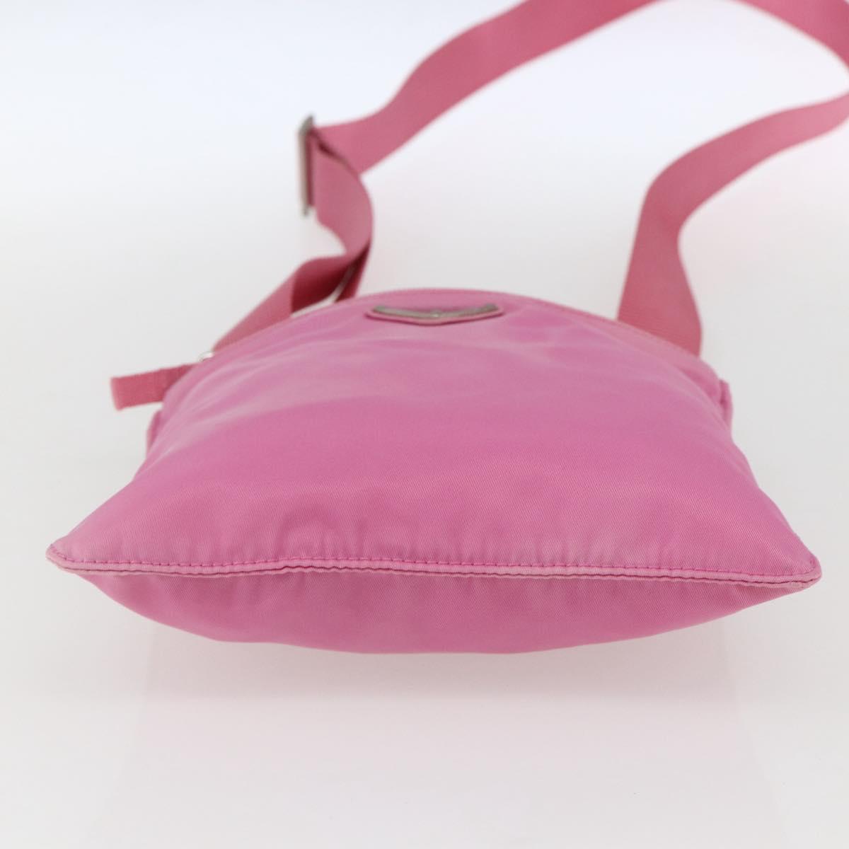 PRADA Shoulder Bag Nylon Pink Silver Auth 161410