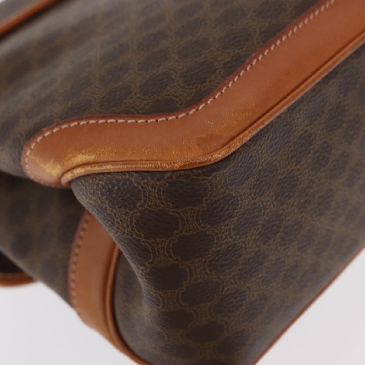 CELINE Macadam Canvas Hand Bag PVC Leather Brown Gold Auth 161411