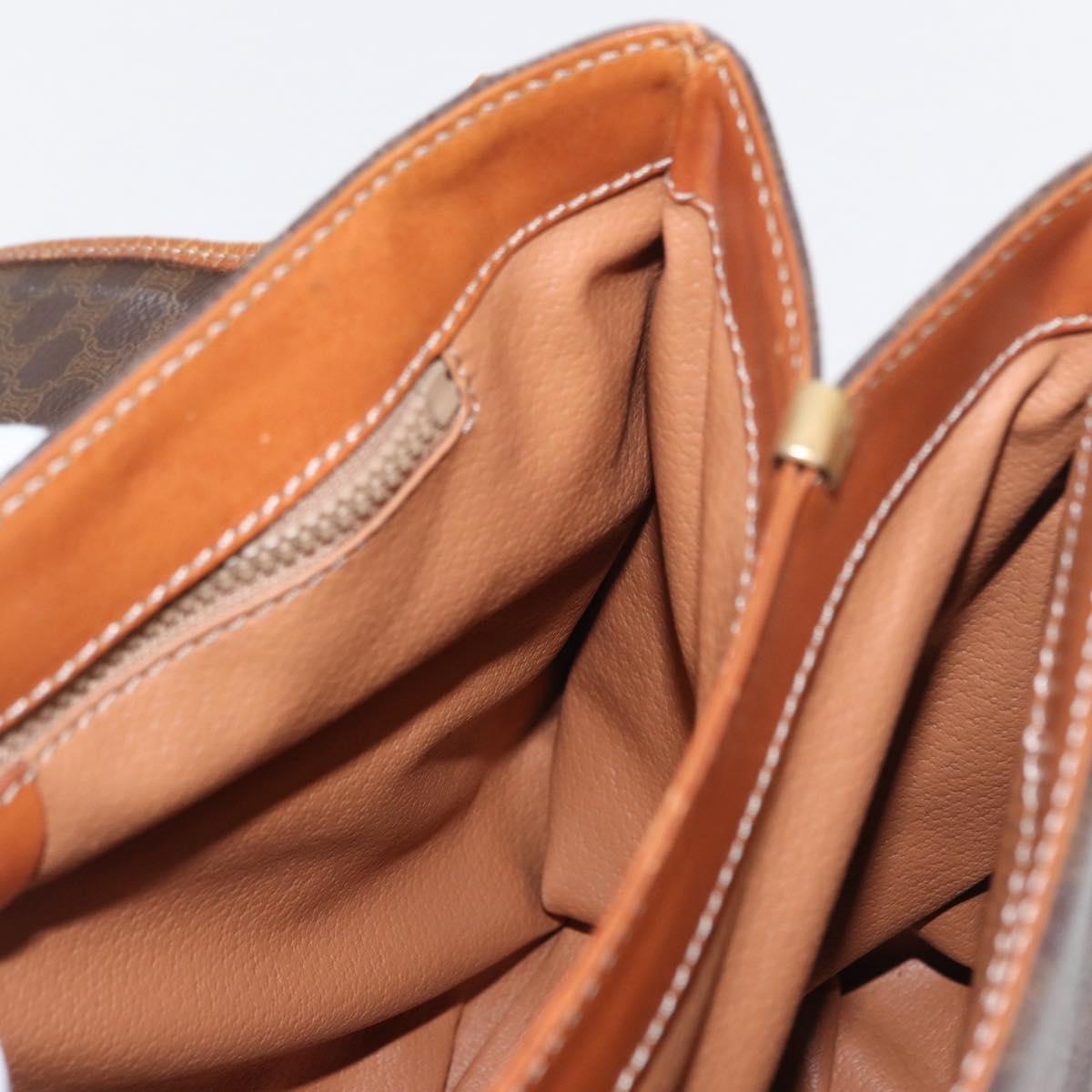 CELINE Macadam Canvas Hand Bag PVC Leather Brown Gold Auth 161411