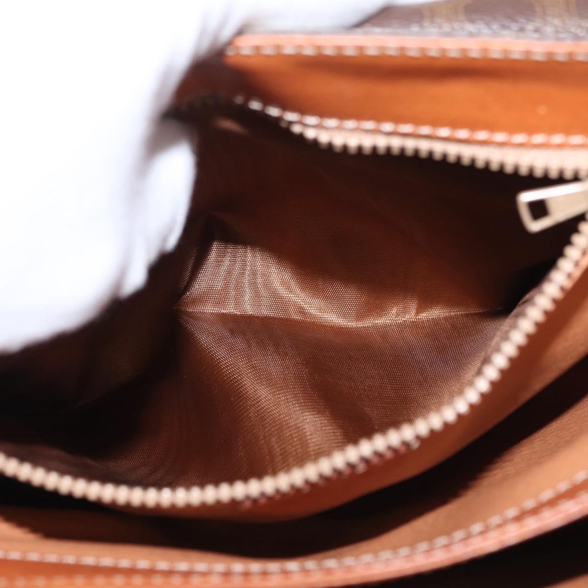 CELINE Macadam Canvas Hand Bag PVC Leather Brown Gold Auth 161411