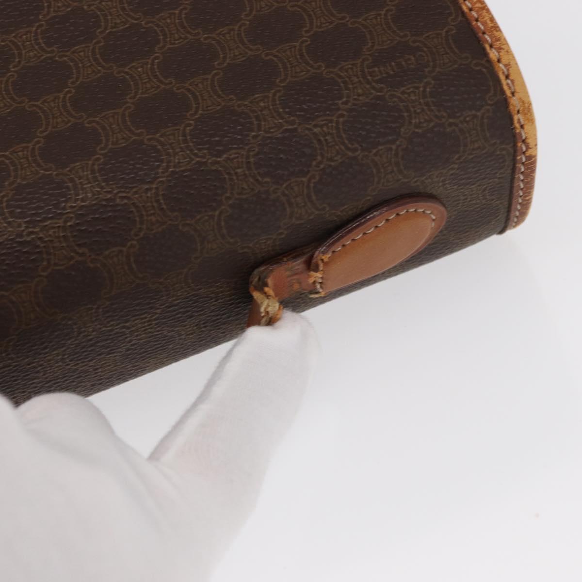 CELINE Macadam Canvas Hand Bag PVC Leather Brown Gold Auth 161411