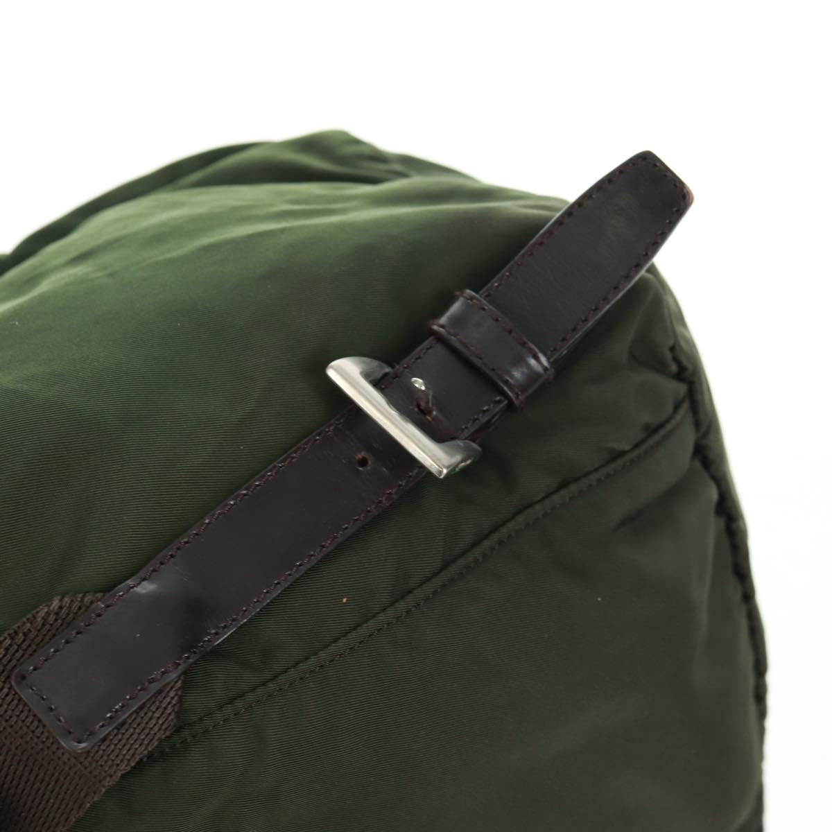 PRADA Backpack Nylon Green Silver Auth 161420