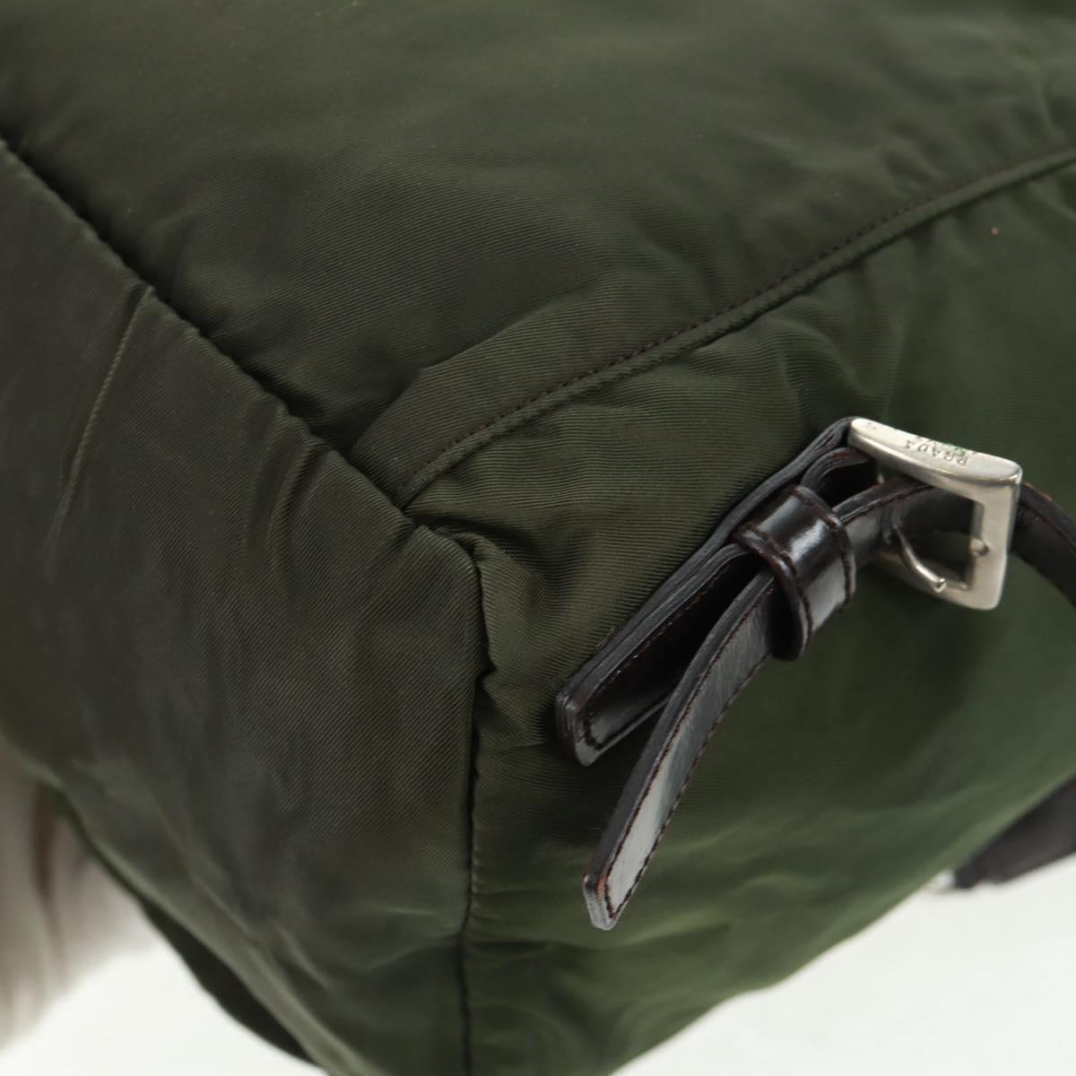 PRADA Backpack Nylon Green Silver Auth 161420