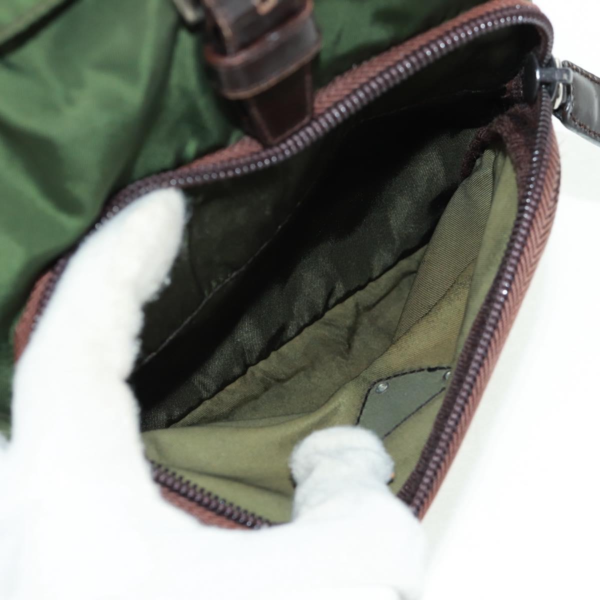 PRADA Backpack Nylon Green Silver Auth 161420