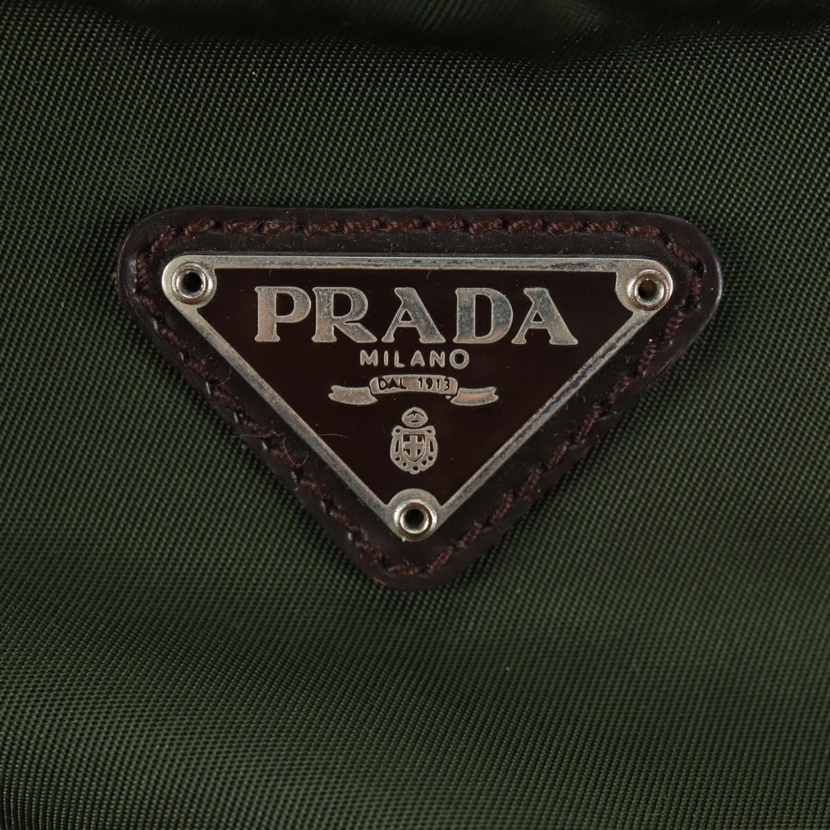 PRADA Backpack Nylon Green Silver Auth 161420