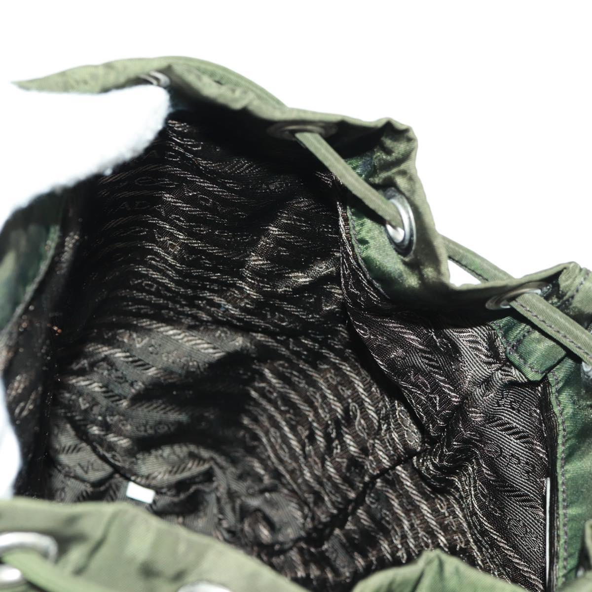 PRADA Backpack Nylon Green Silver Auth 161420