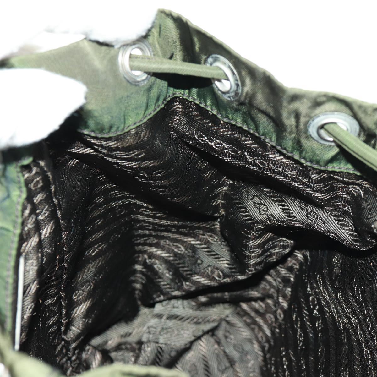 PRADA Backpack Nylon Green Silver Auth 161420