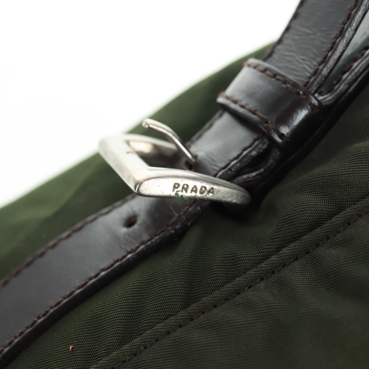 PRADA Backpack Nylon Green Silver Auth 161420