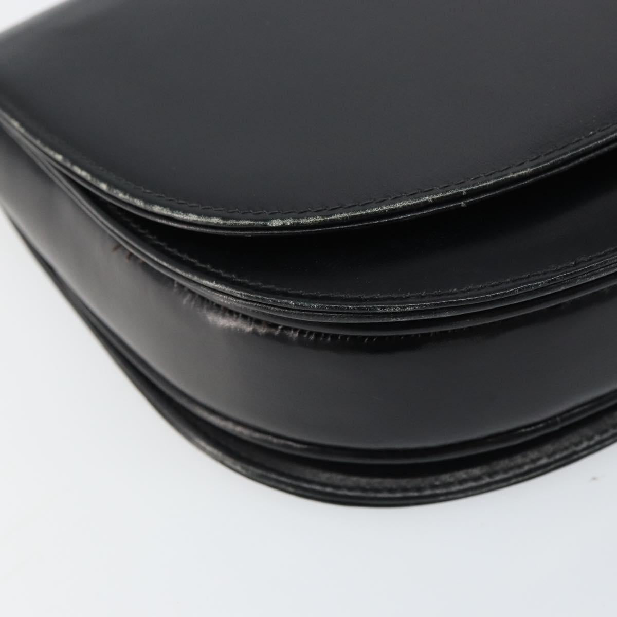 CELINE Horse Carriage Shoulder Bag Leather Black Gold Auth 161421