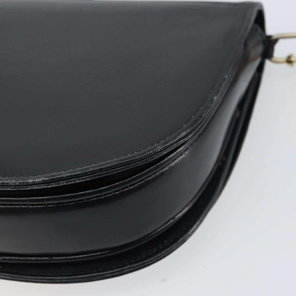 CELINE Horse Carriage Shoulder Bag Leather Black Gold Auth 161421